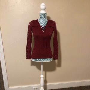 Lace Up Red Hollister Shirt Sz Sm